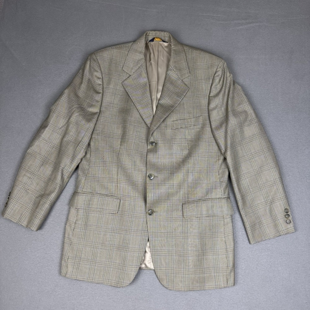 Brooks Brothers Sport Coat Blazer Mens 40R Brown Glen Plaid Wool 3-Button VTG